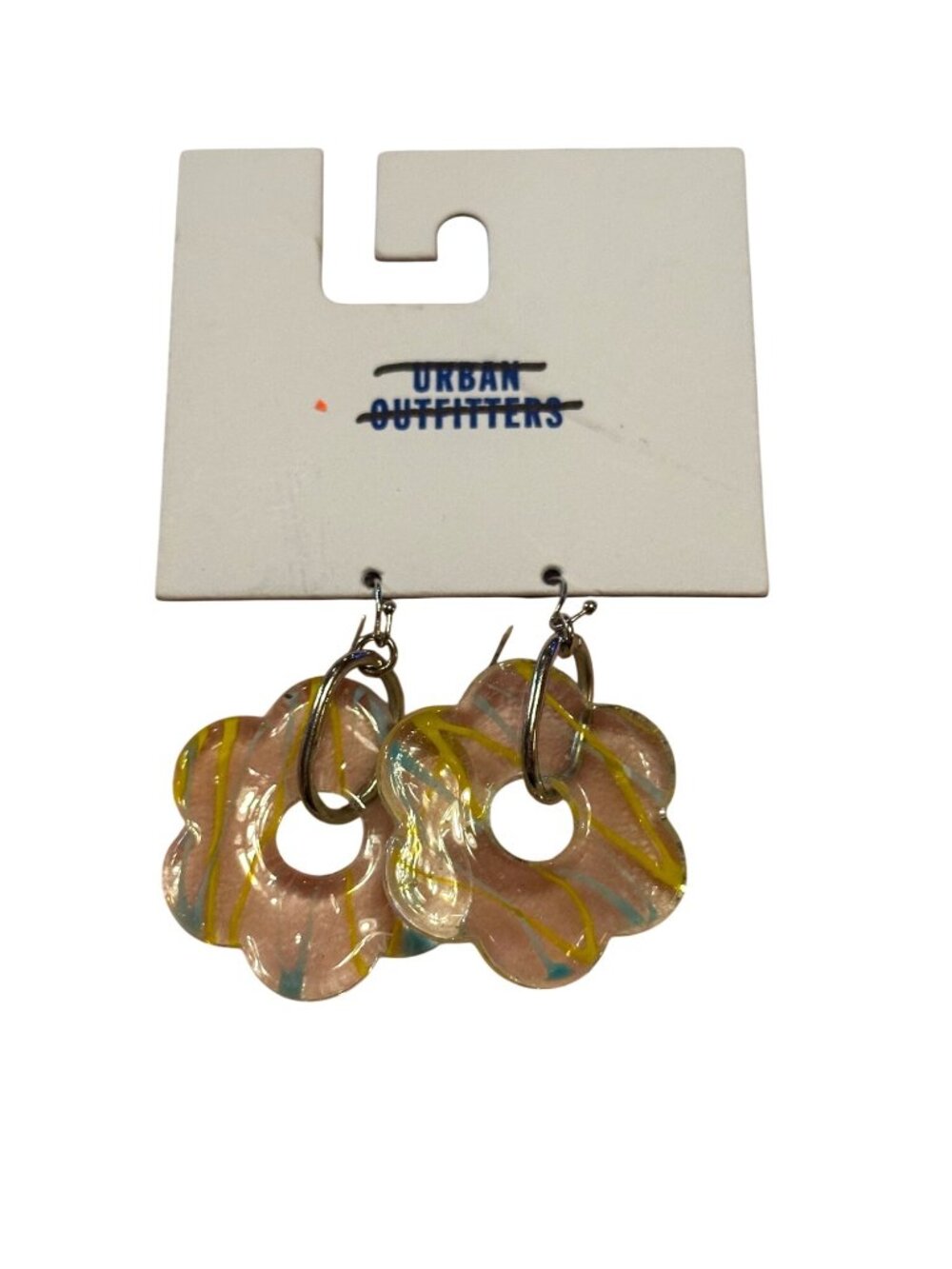 Urban Outfitters Flower Hoop Earrings Multicolor Striped Design